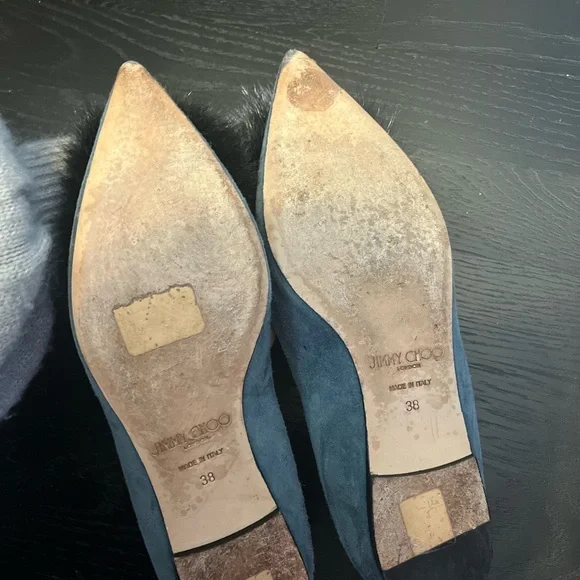 Jimmy Choo Black Fur Pom Pom Women's Shoes - Picture 2 of 2